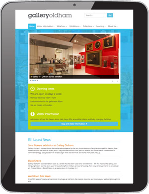 Tablet view of Gallery Oldham website